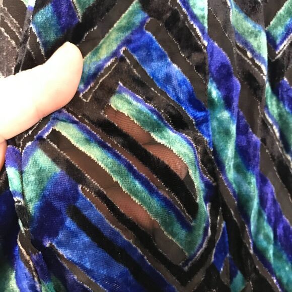 Chicos Cardigan Womens Large Blue Black Velvet Semi Sheer Open Front Chicos 2 - Picture 6 of 11